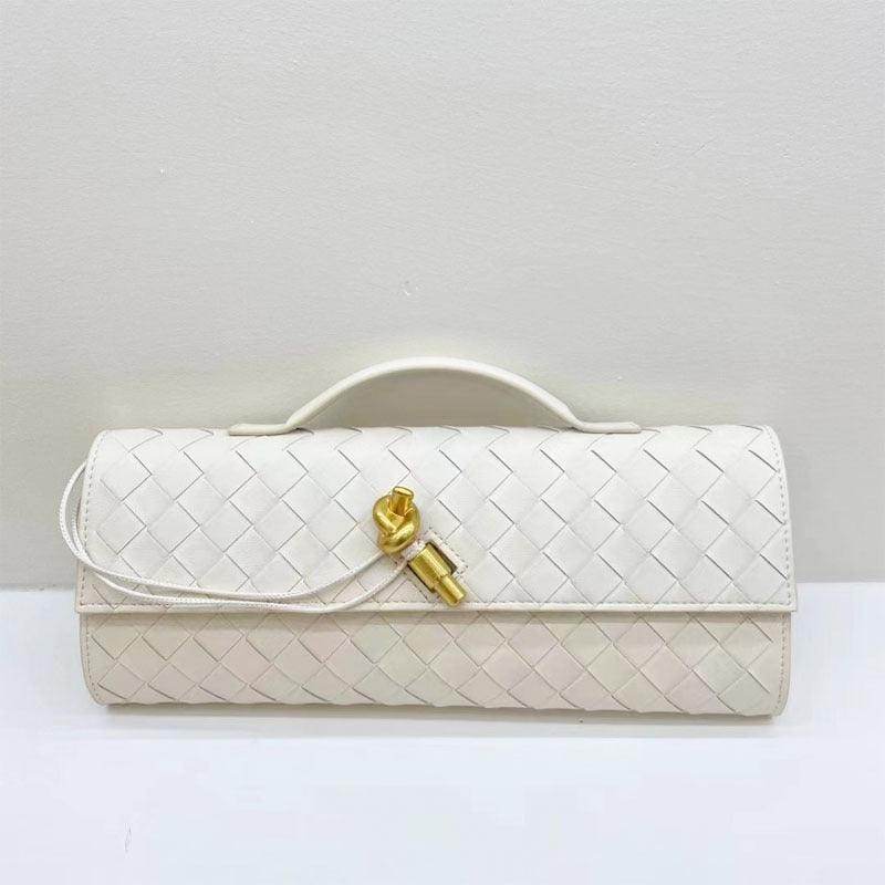 Leather clutch bag Hold leather woven square dinner bag 788440003397 - COCOMELODY